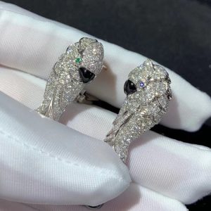 Cartier Les Oiseaux Libérés Earring Custom Natural Diamond 18K White Gold (2)