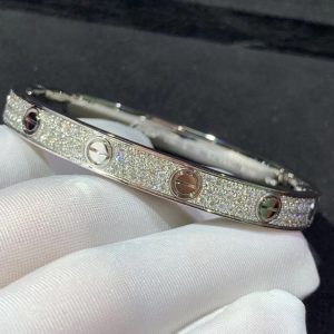 Cartier Love Bracelet Custom 18K White Gold Natural Diamond (2)