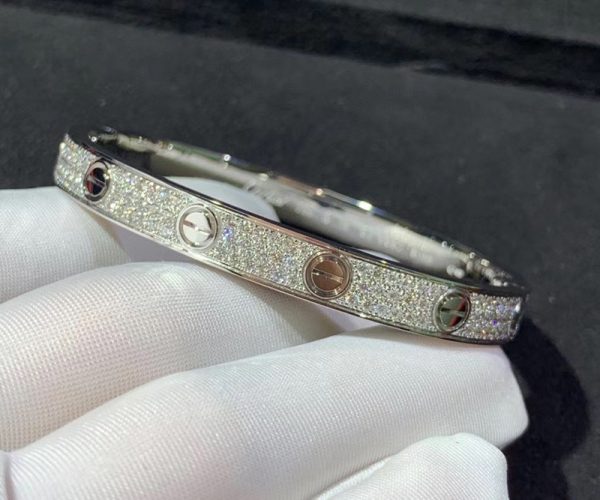 Cartier Love Bracelet Custom 18K White Gold Natural Diamond (2)