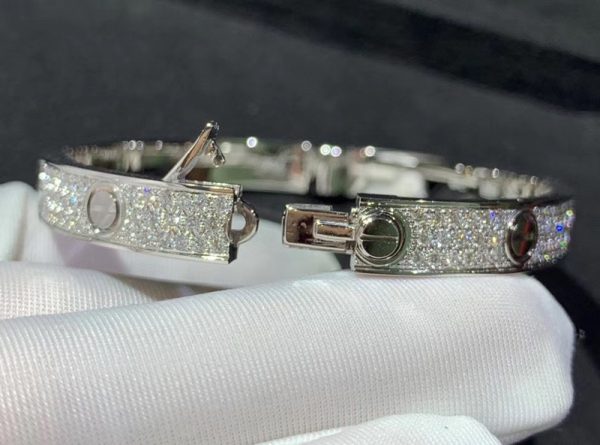 Cartier Love Bracelet Custom 18K White Gold Natural Diamond (2)