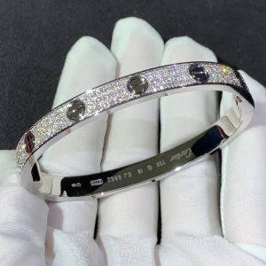 Cartier Love Bracelet Custom 18K White Gold Natural Diamond (2)