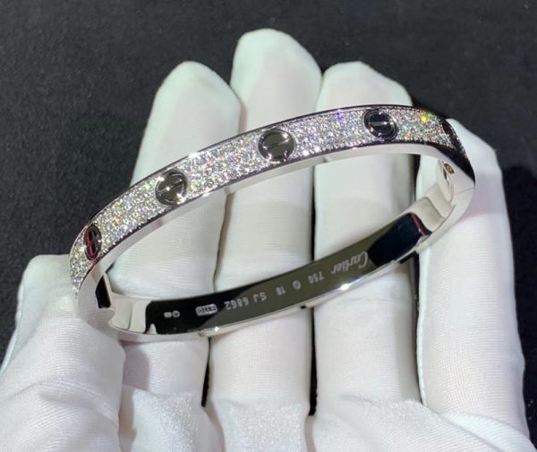 Cartier Love Bracelet Custom 18K White Gold Natural Diamond (2)