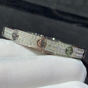 Cartier Love Bracelet Custom 18K White Gold Natural Diamond (2)