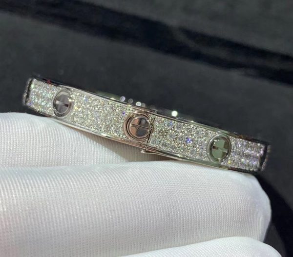 Cartier Love Bracelet Custom 18K White Gold Natural Diamond (2)