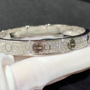 Cartier Love Bracelet Custom 18K White Gold Natural Diamond (2)