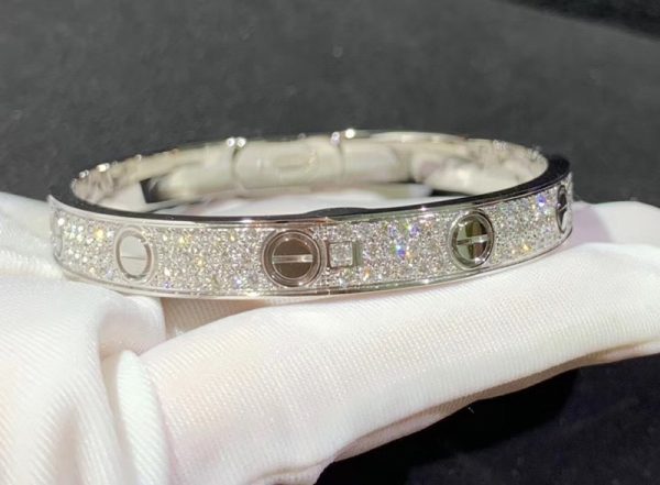 Cartier Love Bracelet Custom 18K White Gold Natural Diamond (2)