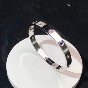 Cartier Love Bracelet Custom Natural Gemstone 18K White Gold (2)