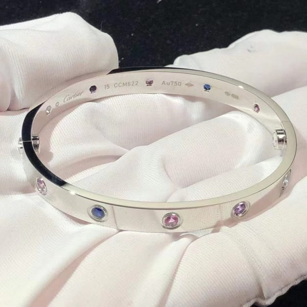 Cartier Love Bracelet Custom Natural Gemstone 18K White Gold (2)