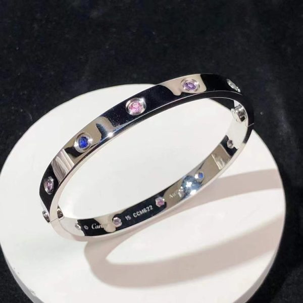 Cartier Love Bracelet Custom Natural Gemstone 18K White Gold (2)