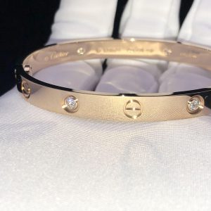 Cartier Love Bracelet Natural Diamond 18K Rose Gold Custom (2)