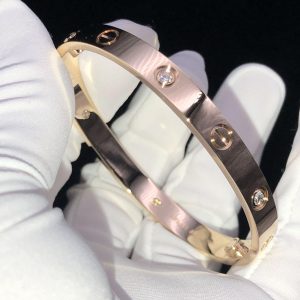 Cartier Love Bracelet Natural Diamond 18K Rose Gold Custom (2)