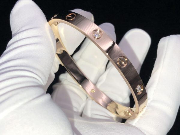 Cartier Love Bracelet Natural Diamond 18K Rose Gold Custom (2)