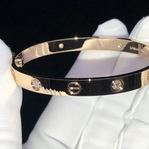 Cartier Love Bracelet Natural Diamond 18K Rose Gold Custom (2)