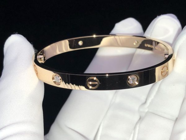 Cartier Love Bracelet Natural Diamond 18K Rose Gold Custom (2)