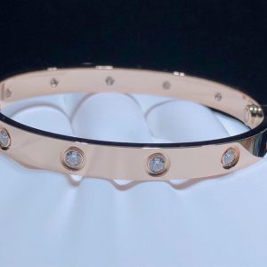 Cartier Love Bracelet Natural Diamonds 18K Rose Gold Custom (2)