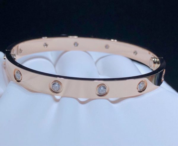 Cartier Love Bracelet Natural Diamonds 18K Rose Gold Custom (2)