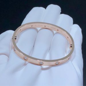 Cartier Love Bracelet Natural Diamonds 18K Rose Gold Custom (2)