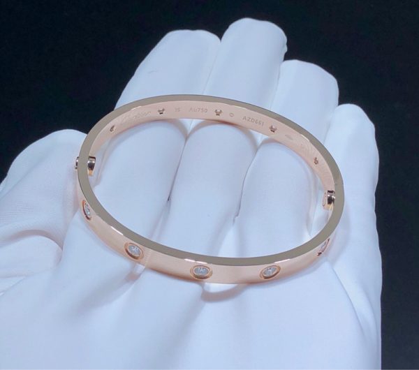 Cartier Love Bracelet Natural Diamonds 18K Rose Gold Custom (2)