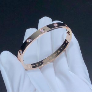 Cartier Love Bracelet Natural Diamonds 18K Rose Gold Custom (2)