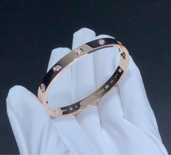 Cartier Love Bracelet Natural Diamonds 18K Rose Gold Custom (2)