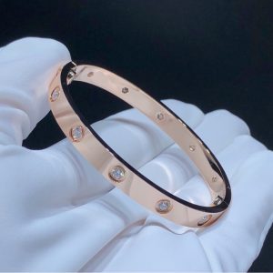 Cartier Love Bracelet Natural Diamonds 18K Rose Gold Custom (2)