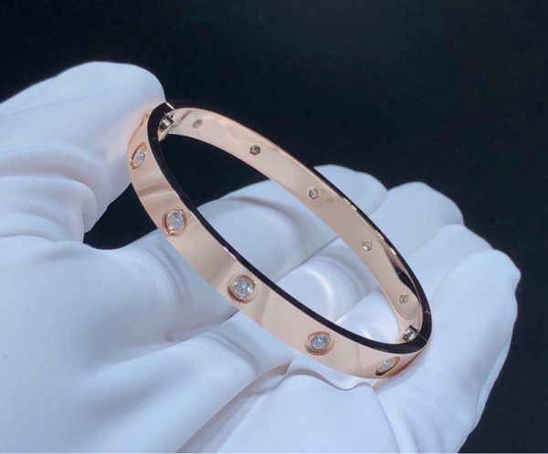 Cartier Love Bracelet Natural Diamonds 18K Rose Gold Custom (2)