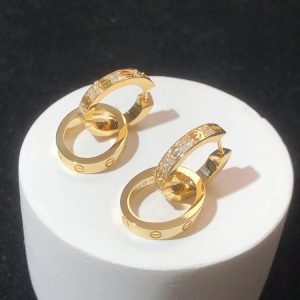 Cartier Love Earring Custom Natural Diamond 18K Gold (2)