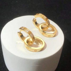 Cartier Love Earring Custom Natural Diamond 18K Gold (2)