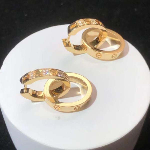 Cartier Love Earring Custom Natural Diamond 18K Gold (2)