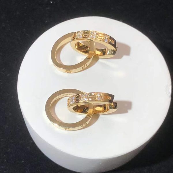 Cartier Love Earring Custom Natural Diamond 18K Gold (2)