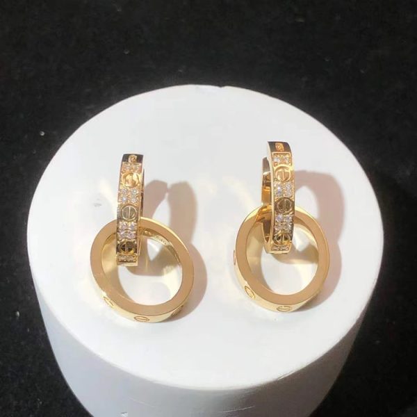 Cartier Love Earring Custom Natural Diamond 18K Gold (2)