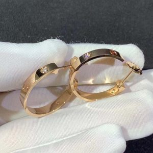 Cartier Love Earrings 18K Rose Gold Natural Diamond Custom (2)