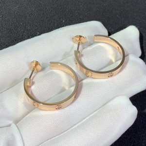 Cartier Love Earrings 18K Rose Gold Natural Diamond Custom (2)