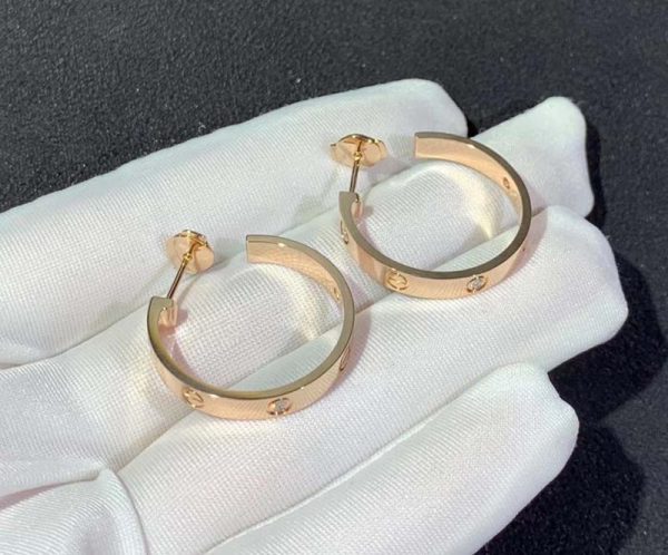 Cartier Love Earrings 18K Rose Gold Natural Diamond Custom (2)