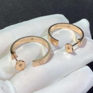 Cartier Love Earrings 18K Rose Gold Natural Diamond Custom (2)