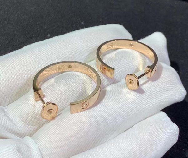 Cartier Love Earrings 18K Rose Gold Natural Diamond Custom (2)