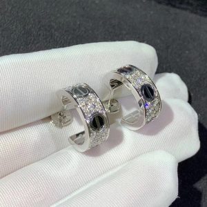 Cartier Love Earrings Custom 18K White Gold Natural Diamond (2)