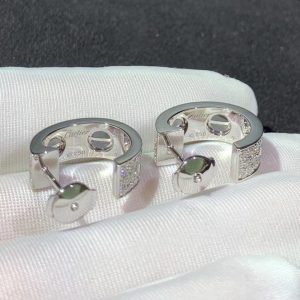 Cartier Love Earrings Custom 18K White Gold Natural Diamond (2)