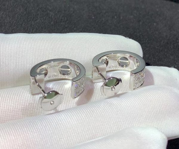 Cartier Love Earrings Custom 18K White Gold Natural Diamond (2)