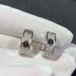 Cartier Love Earrings Custom 18K White Gold Natural Diamond (2)