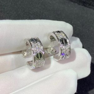 Cartier Love Earrings Custom 18K White Gold Natural Diamond (2)