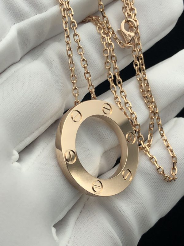 Cartier Love Necklace Custom 18K Rose Gold (9)