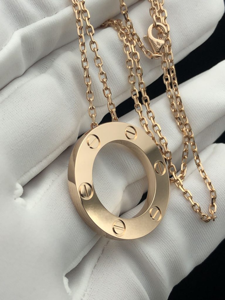 Cartier Love Necklace Custom 18K Rose Gold (9)