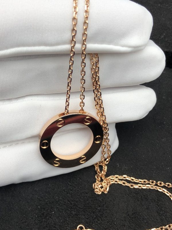 Cartier Love Necklace Custom 18K Rose Gold (9)