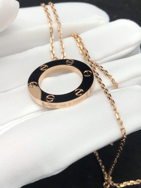 Cartier Love Necklace Custom 18K Rose Gold (9)