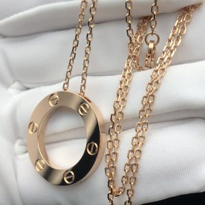 Cartier Love Necklace Custom 18K Rose Gold (9)