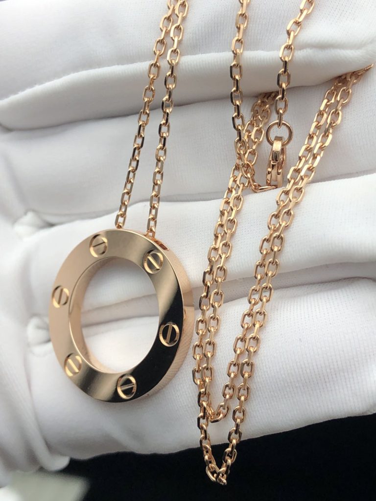 Cartier Love Necklace Custom 18K Rose Gold (9)