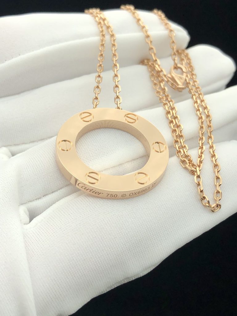 Cartier Love Necklace Custom 18K Rose Gold (9)