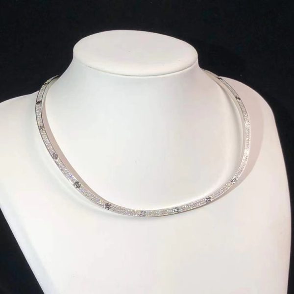 Cartier Love Necklace Custom 18K White Gold Natural Diamond (2)