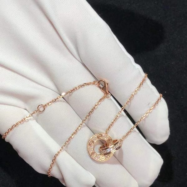 Cartier Love Necklace Natural Diamond 18K Rose Gold Custom (2)